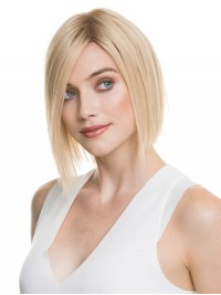 Bob Style Short Straight Blonde Lace Front Hair Wigs With Side Bangs 10 Inches