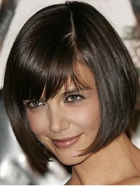 Monofilament Bob Style Short Brown Straight Human Hair Wigs With Bangs 10 Inches