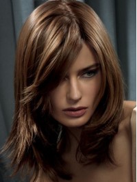 Medium Brown Straight Capless Remy Human Wigs 18 Inches