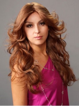 Central Parting Brown Long Wavy Lace Front Human H...