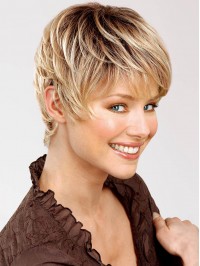 Short Straight Blonde Boy Cut Full Lace Human Hair Wigs 8 Inches