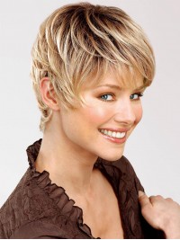 Short Straight Blonde Boy Cut Full Lace Human Hair Wigs 8 Inches