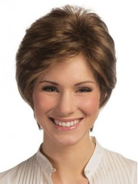 Short Lace Front Brown Straight Remy Human Wigs 8 Inches