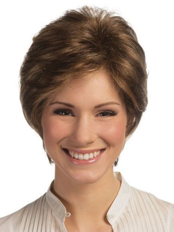 Short Lace Front Brown Straight Remy Human Wigs 8 Inches