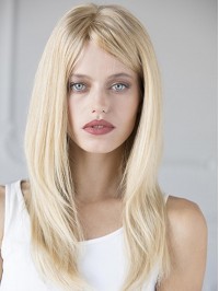 Blonde Straight Long Full Lace Human Hair Wigs