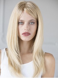 Blonde Straight Long Full Lace Human Hair Wigs