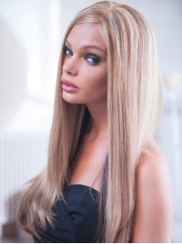 Blonde Long Straight Full Lace Human Hair Wigs