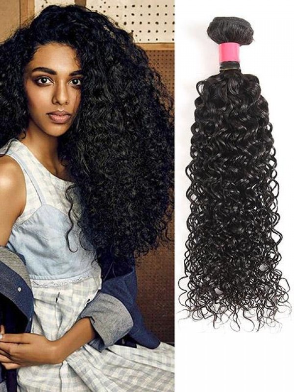 1 Bundle Virgin Curly Real Human Hair Weft Extensions