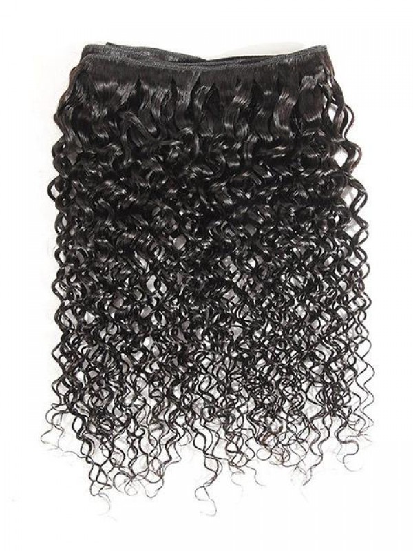 1 Bundle Virgin Curly Real Human Hair Weft Extensions