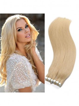 100% Remy Hair Straight Skin Weft Tape Hair Extens...