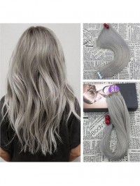 20pcs/50g 16" Seamless Skin Weft Tape on Granny Grey Color Weft Extensions