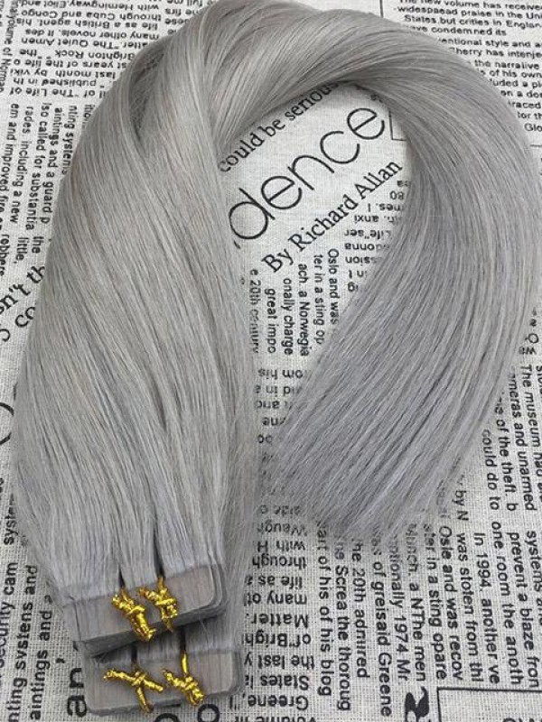 20pcs/50g 16" Seamless Skin Weft Tape on Granny Grey Color Weft Extensions