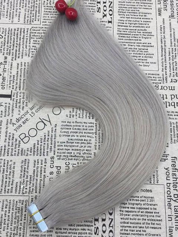 20pcs/50g 16" Seamless Skin Weft Tape on Granny Grey Color Weft Extensions
