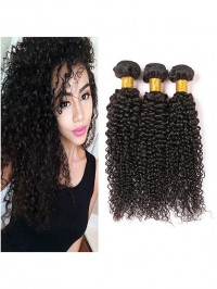 3 Bundles Kinkys Curly Natural Color Real Hair Weft Extensions