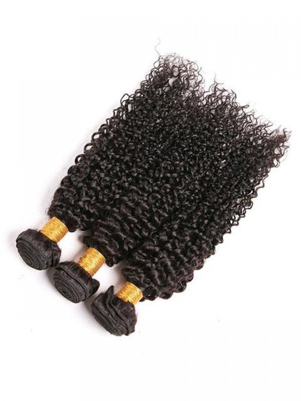 3 Bundles Kinkys Curly Natural Color Real Hair Weft Extensions