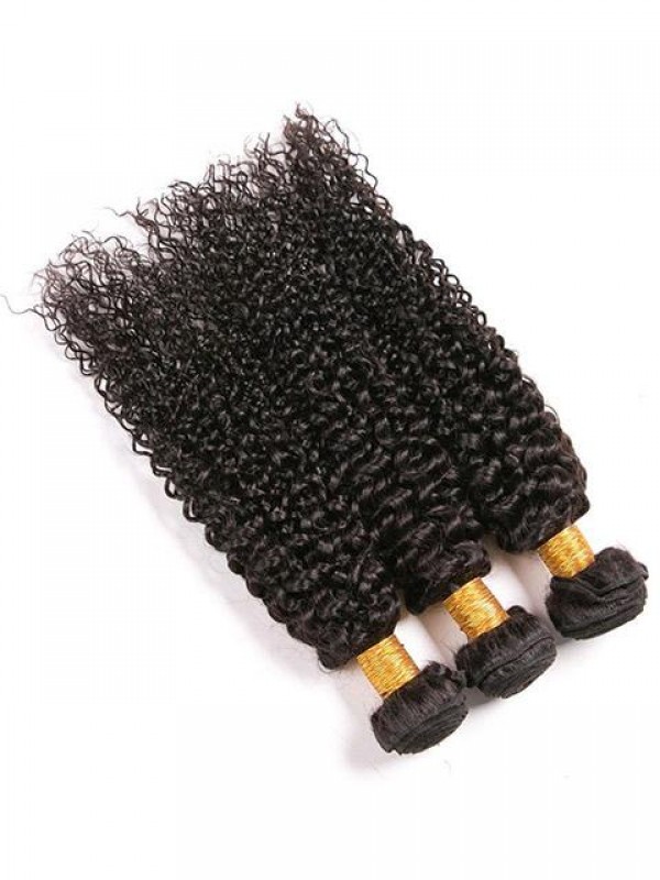 3 Bundles Kinkys Curly Natural Color Real Hair Weft Extensions