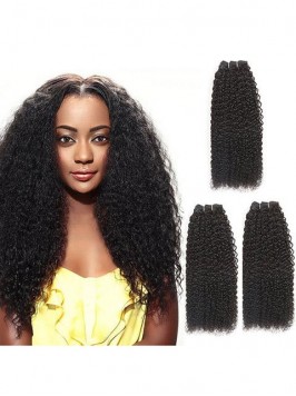 3 Bundles Medium Afro Kinkys Curly Hair Weft Exten...