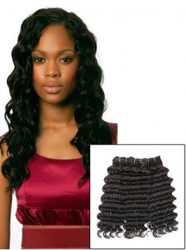 3 Bundles Short Deep Wave Human Hair Weft Hair Ext...