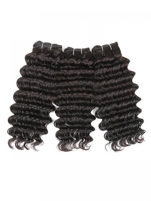 3 Bundles Short Deep Wave Human Hair Weft Hair Extensions