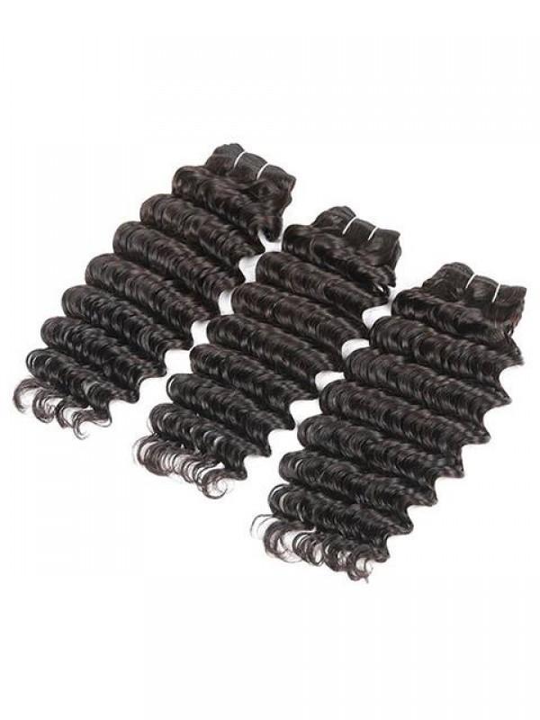 3 Bundles Short Deep Wave Human Hair Weft Hair Extensions