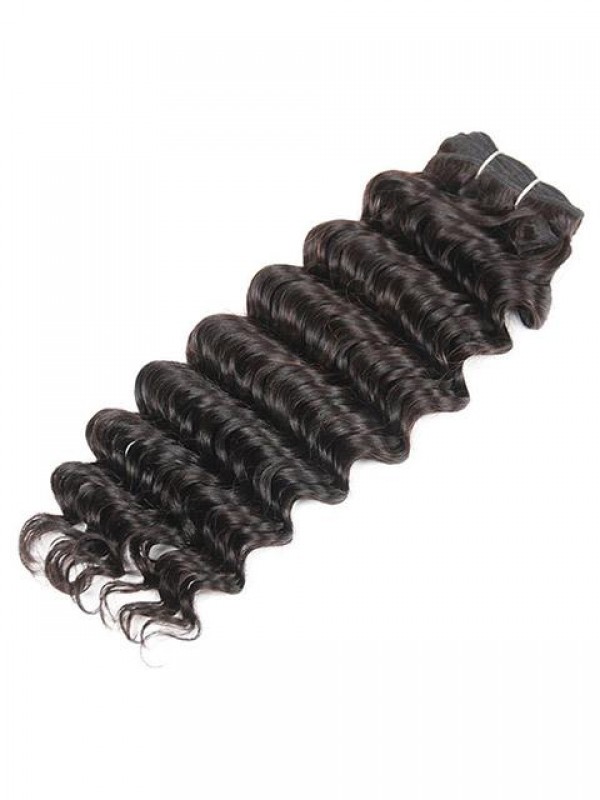 3 Bundles Short Deep Wave Human Hair Weft Hair Extensions