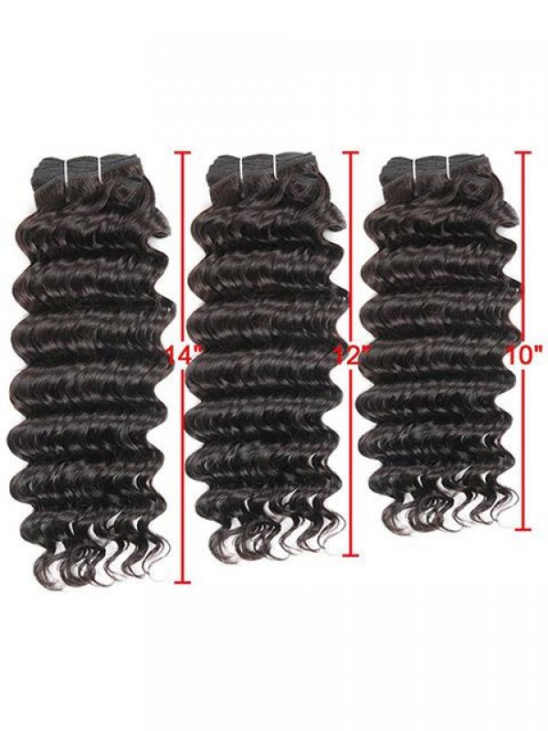 3 Bundles Short Deep Wave Human Hair Weft Hair Extensions