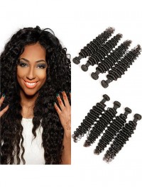 4 Bundles Deep Wave Peruvian Hair Weft Short for Bob Style