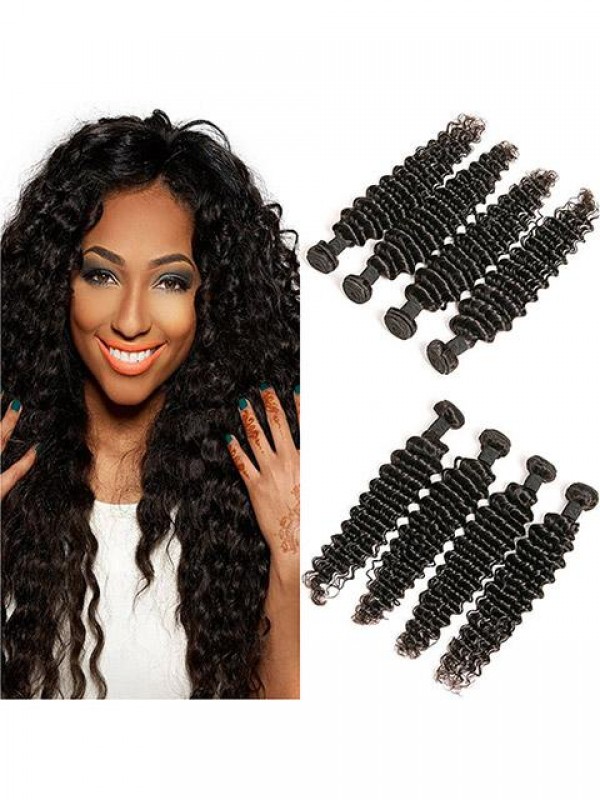 4 Bundles Deep Wave Peruvian Hair Weft Short for Bob Style