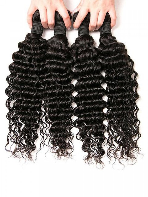 4 Bundles Deep Wave Peruvian Hair Weft Short for Bob Style