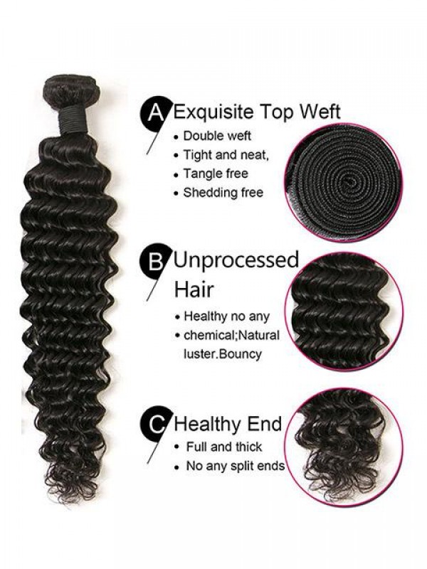 4 Bundles Deep Wave Peruvian Hair Weft Short for Bob Style