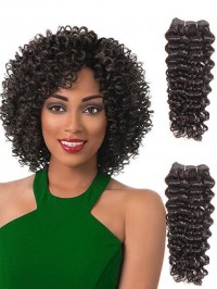 Sleek 4 Bundles Long Jerry Curl Weave Human Hair Extensions