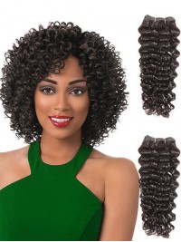 Sleek 4 Bundles Long Jerry Curl Weave Human Hair Extensions