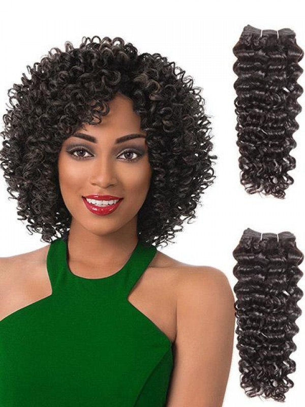 Sleek 4 Bundles Long Jerry Curl Weave Human Hair Extensions