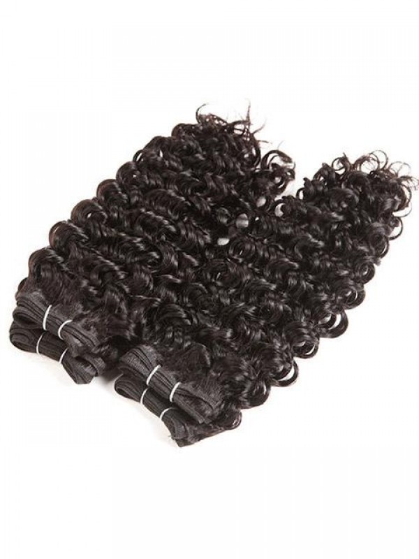 Sleek 4 Bundles Long Jerry Curl Weave Human Hair Extensions