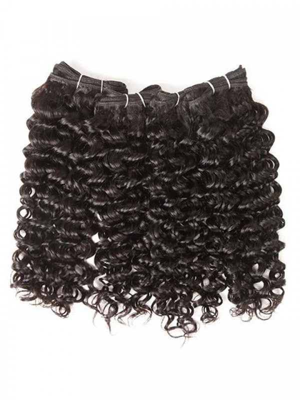 Sleek 4 Bundles Long Jerry Curl Weave Human Hair Extensions