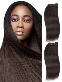 Sleek 4 Bundles Natural Yaki Human Hair Weave Hair Weft Extensions