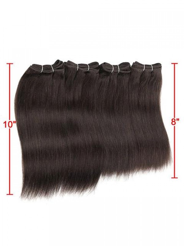 Sleek 4 Bundles Natural Yaki Human Hair Weave Hair Weft Extensions