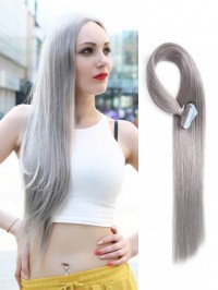 20pcs 50g Straight Tape In Hair Extensions Grey 100% Virgin Hair