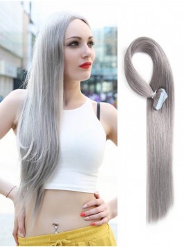 20pcs 50g Straight Tape In Hair Extensions Grey 10...