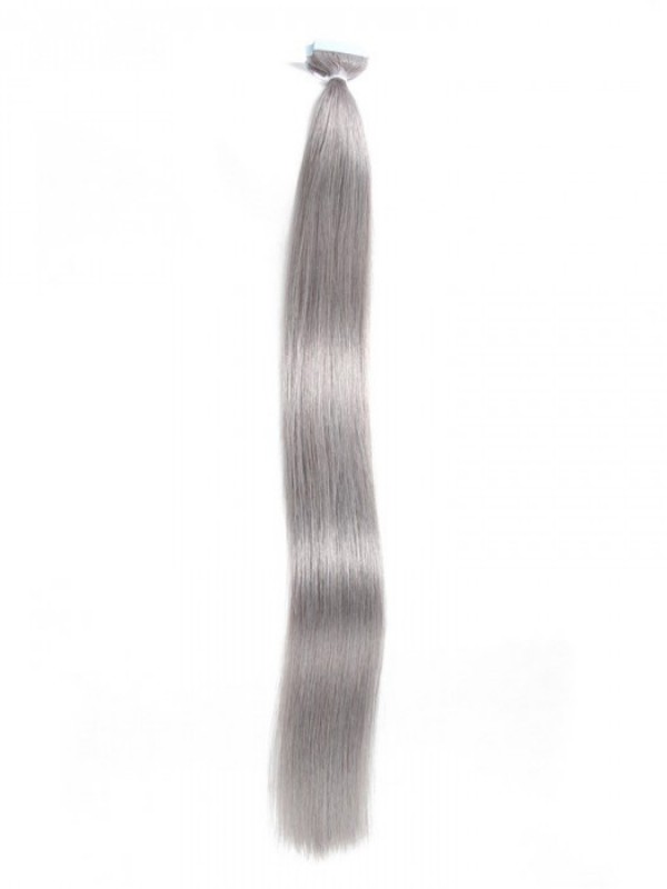 20pcs 50g Straight Tape In Hair Extensions Grey 100% Virgin Hair