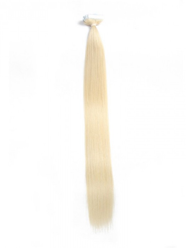 20pcs 50g Straight Tape In Hair Extensions Lightest Blonde 100% Virgin Hair