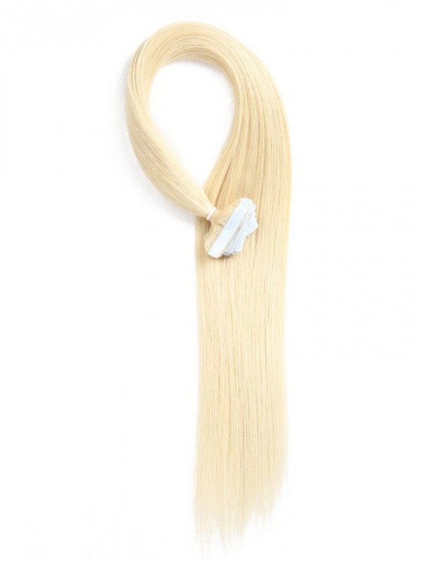 20pcs 50g Straight Tape In Hair Extensions Lightest Blonde 100% Virgin Hair