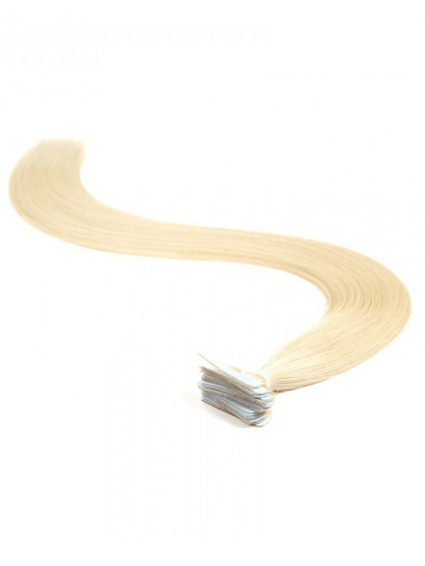 20pcs 50g Straight Tape In Hair Extensions Lightest Blonde 100% Virgin Hair
