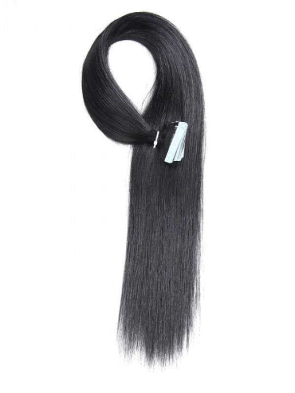 20pcs 50g Straight Tape In Hair Extensions Jet Black 100% Virgin Hair