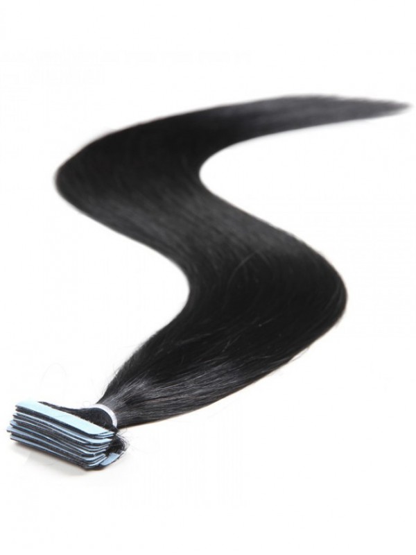 20pcs 50g Straight Tape In Hair Extensions Jet Black 100% Virgin Hair