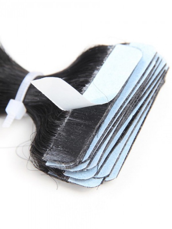 20pcs 50g Straight Tape In Hair Extensions Jet Black 100% Virgin Hair