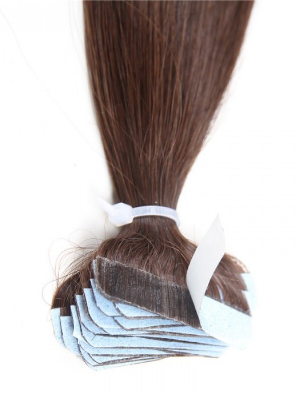 20pcs 50g Straight Tape In Hair ExtensionsDark Brown 100% Virgin Hair