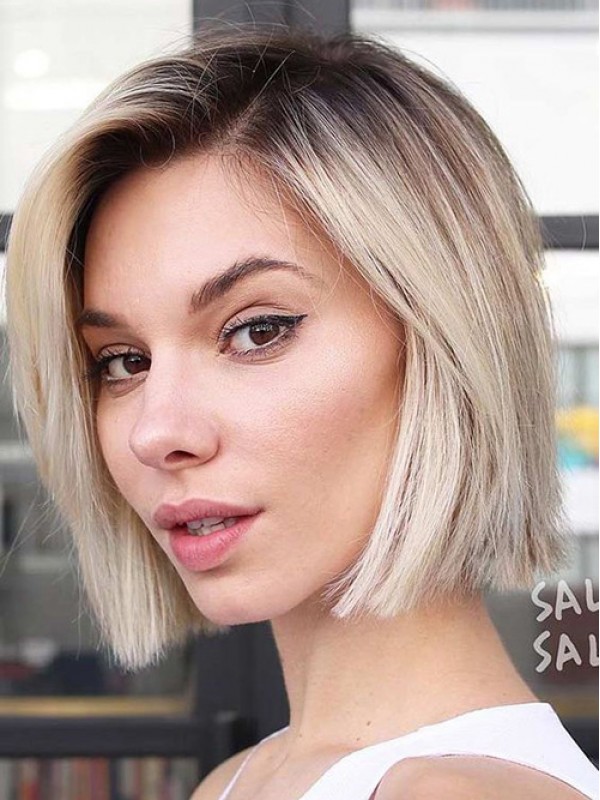 Short Straight Bob Style Capless Synthetic Wig Wwith Side Bangs 10 Inches