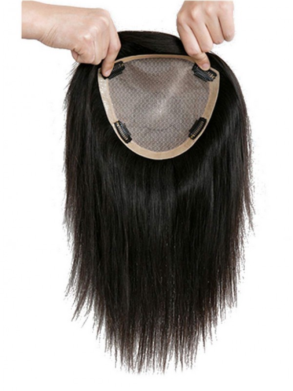 Beautiful Straight Black Remy Human Top Hairpieces