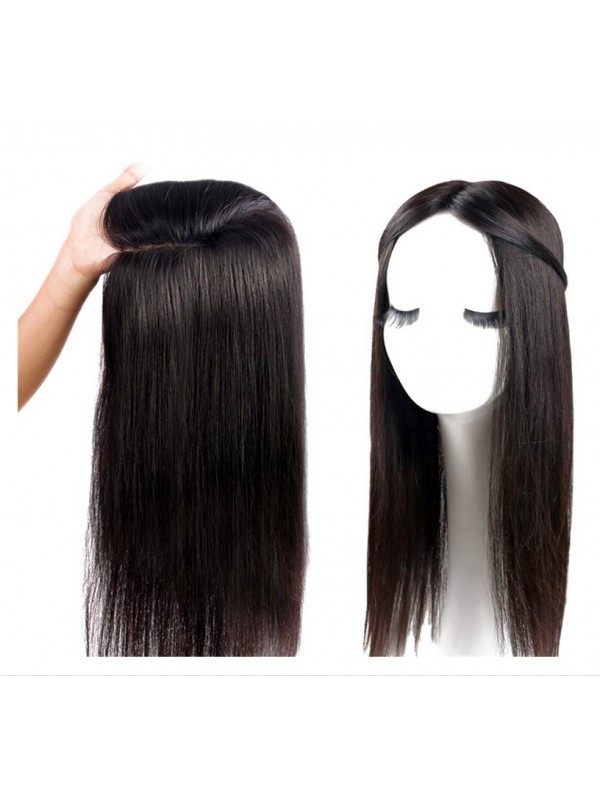 Beautiful Straight Black Remy Human Top Hairpieces